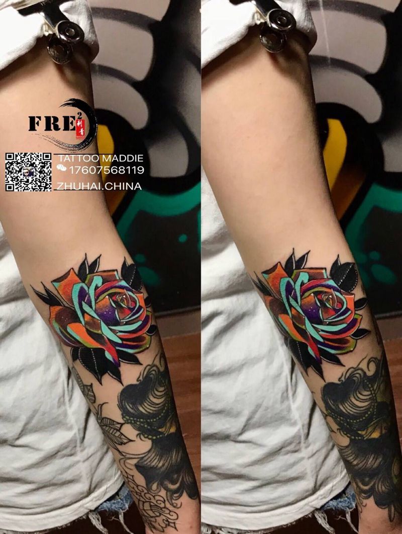 玫瑰花纹身图片