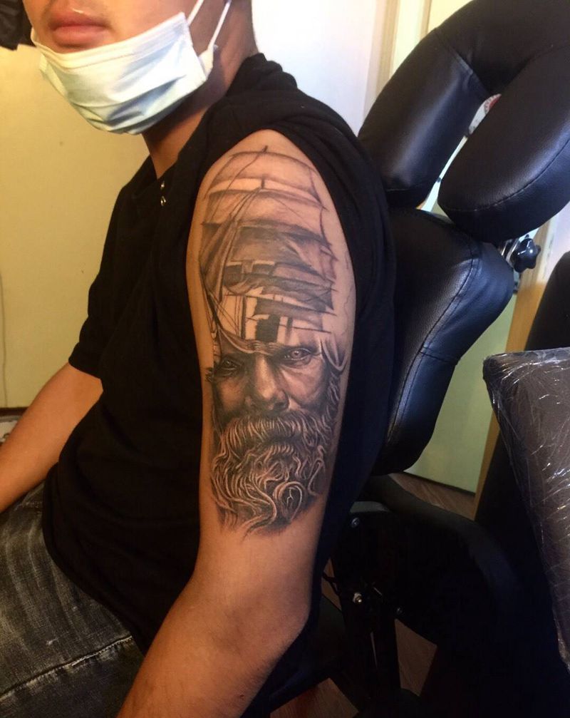 海神波塞冬纹身图片