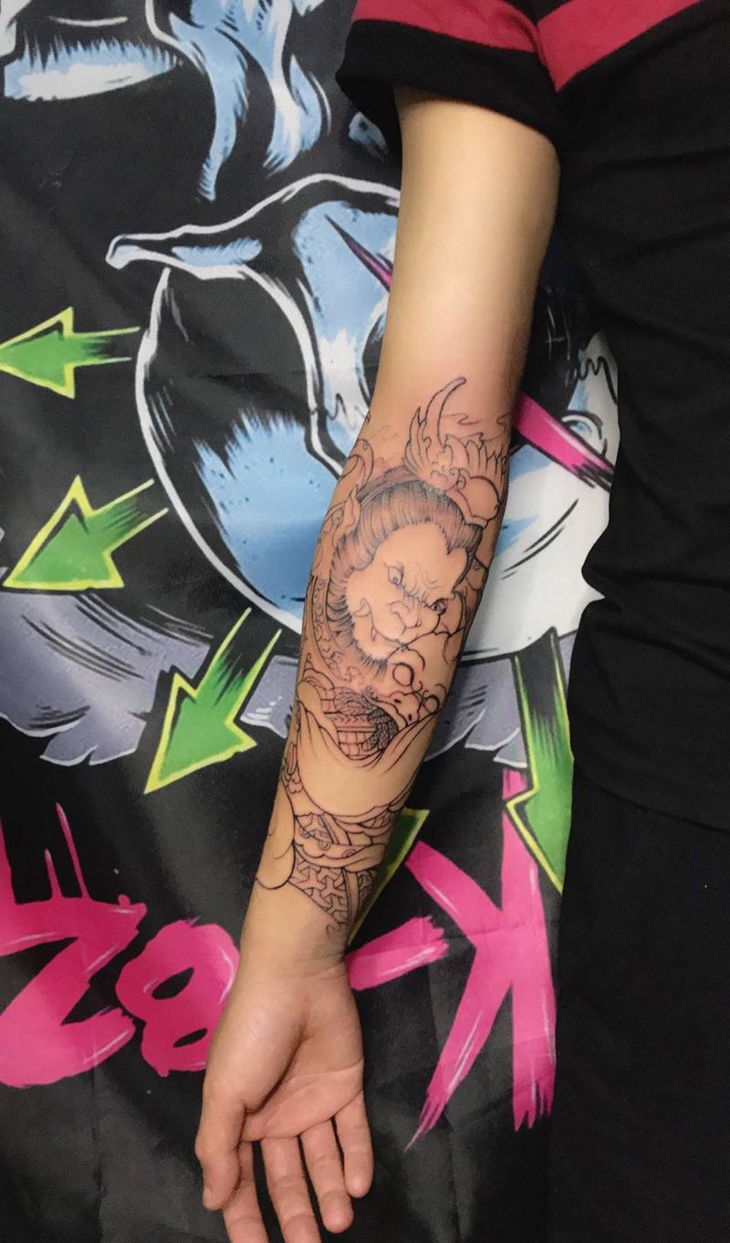 猴王闹东海 未完成纹身图片