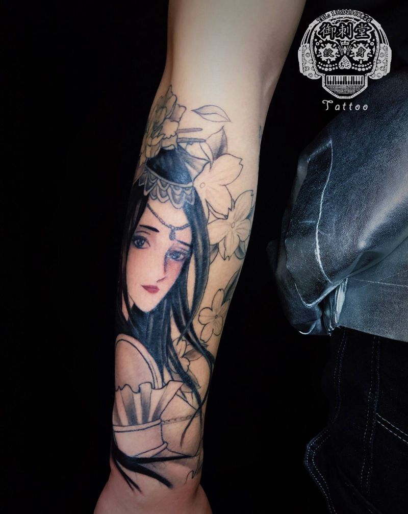 艺妓纹身图片_手臂新传统纹身图案