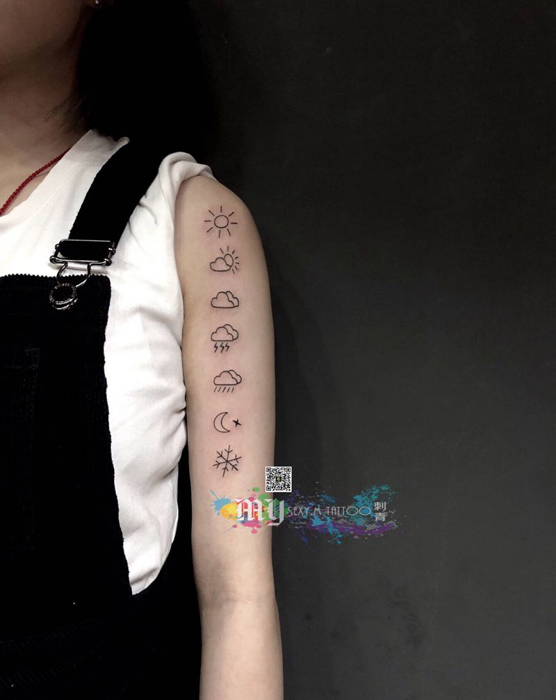 天气预报小清新纹身图片_手部纹身图案