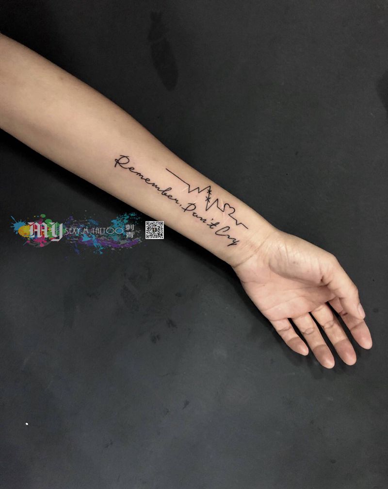 心电图小清新纹身图片_手部纹身图案