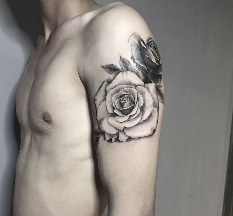 玫瑰遮盖旧纹身纹身图片_手臂纹身图案