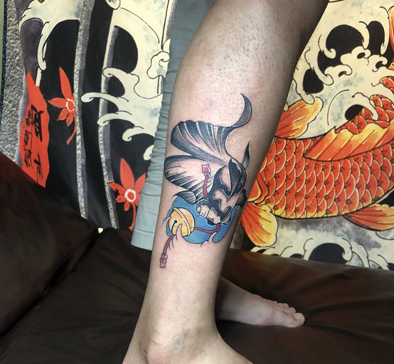 鱼纹身图片_水墨纹身图案