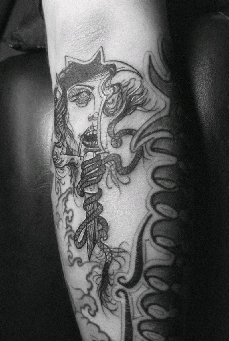 暗黑拼接纹身纹身图片_手臂纹身图案