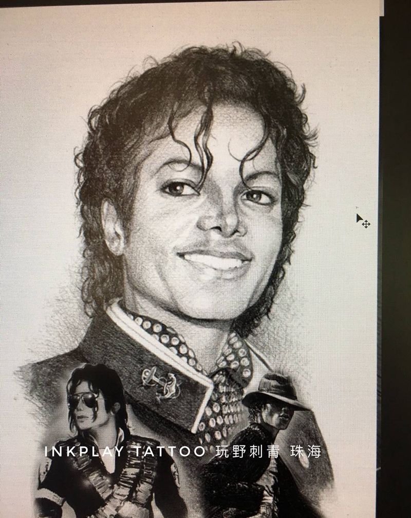 客户订制 King of pop 只有MJ才享有王的名字 电脑初稿设计中纹身图片