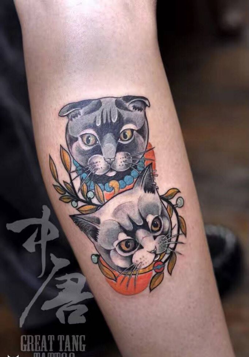 两只喵小主纹身图片