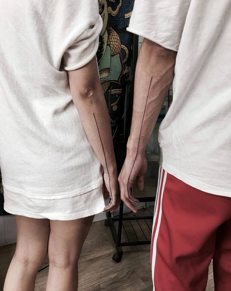 线 情侣款纹身图片