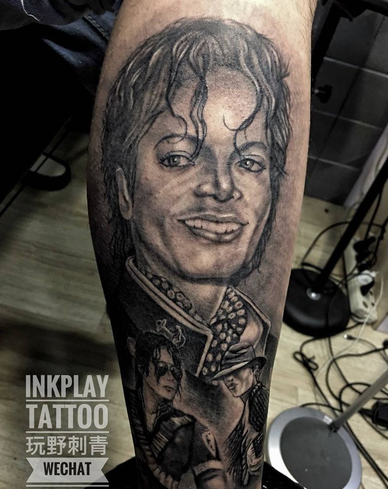 King Of Pop 完成, 我和客户都是MJ的粉丝,合作很愉纹身图片