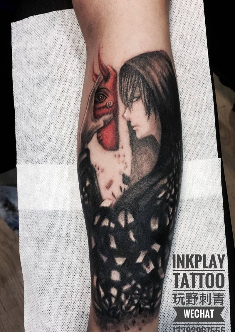 国风 遮盖一条小青龙。纹身图片