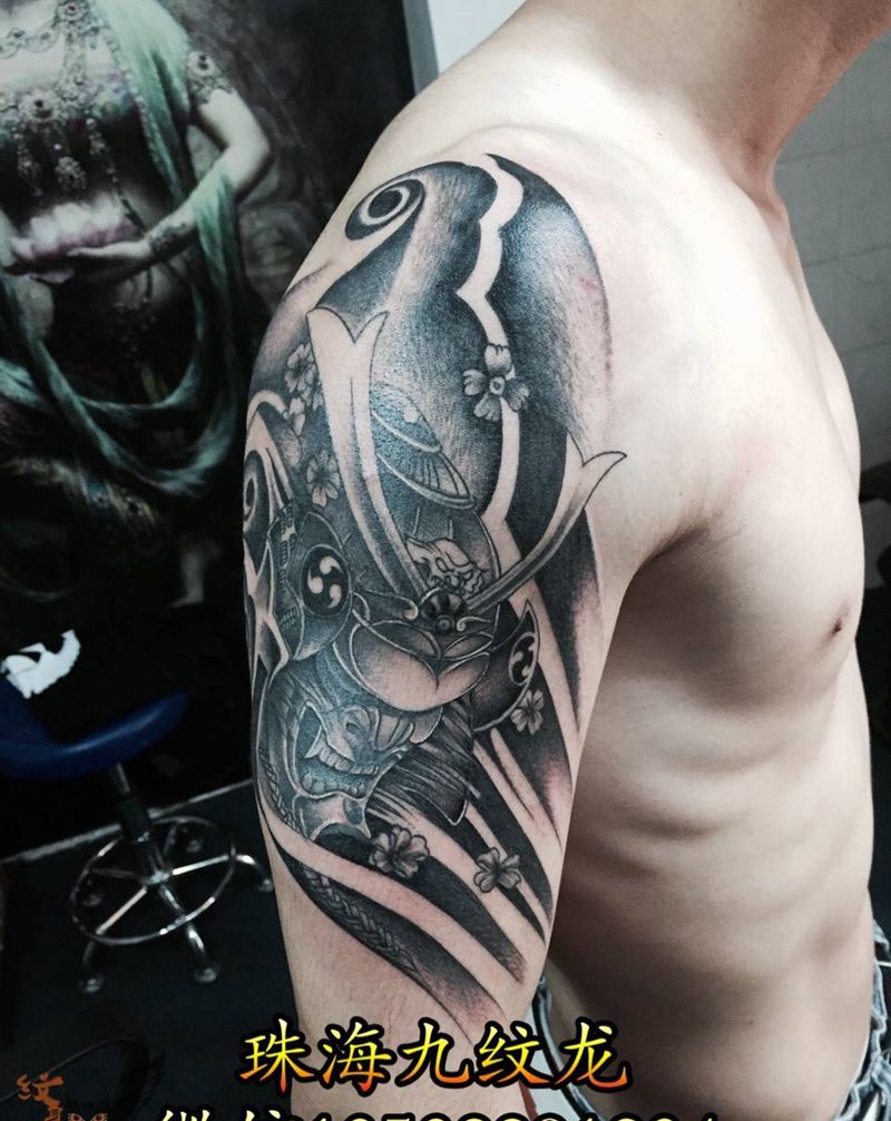 鬼武士纹身图片_传统鬼神手臂纹身图案