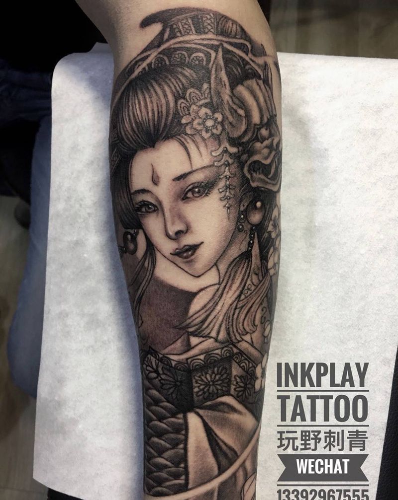 中国风 艺妓纹身图片