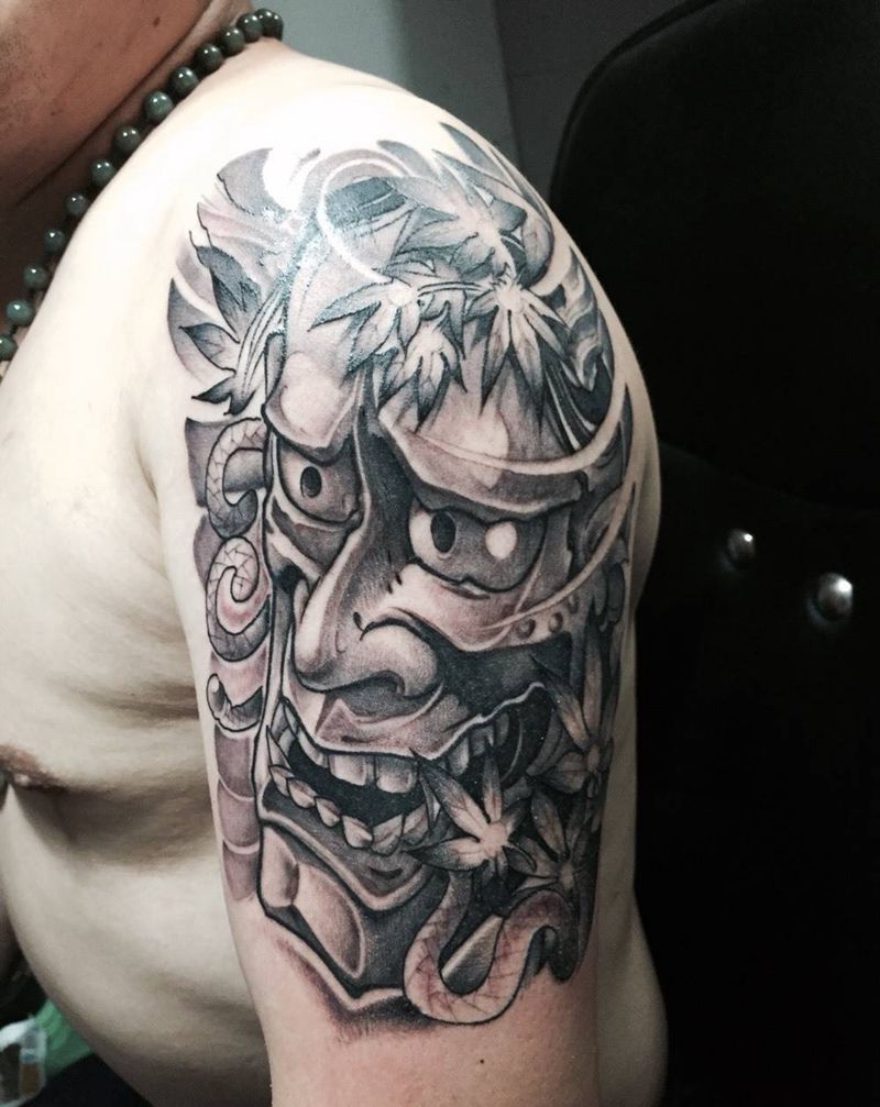 般若纹身图片_成品手臂传统鬼神纹身图案