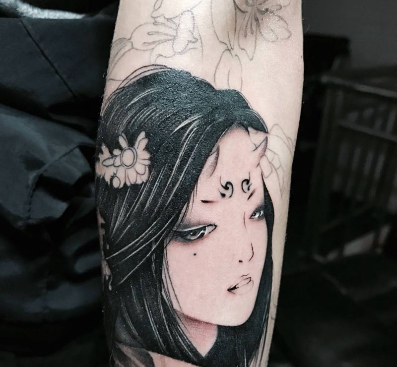 未完纹身图片_成品手臂欧美肖像人物纹身图案