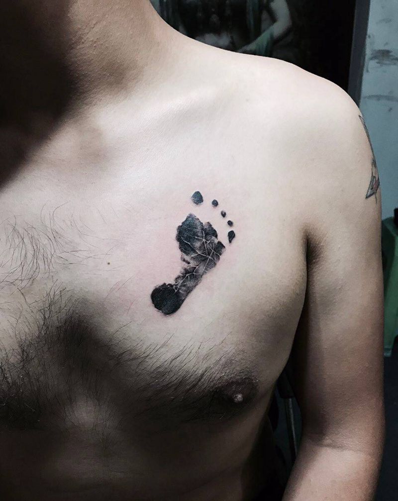 父爱纹身图片_成品胸部写实原创纹身图案