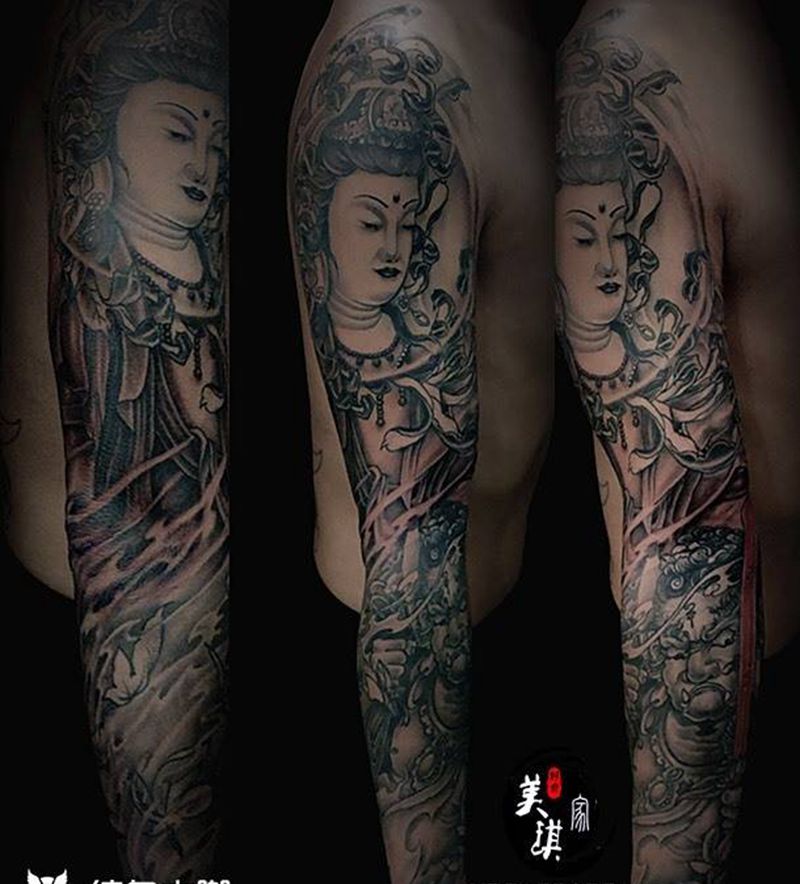 花臂纹身图片_手臂新传统纹身图案