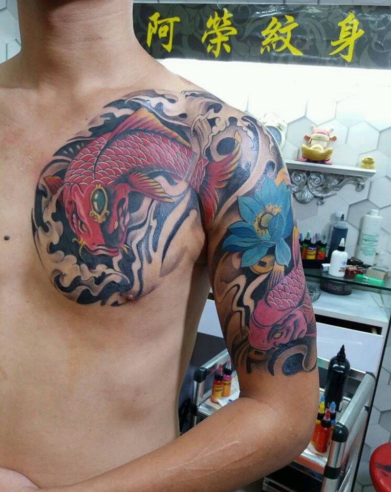 半甲鱼纹身图片