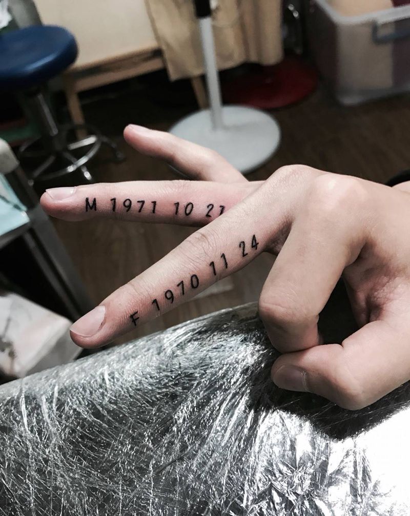 日期纹身图片_成品手部字符纹身图案