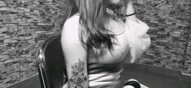 素花盖胎记纹身图片_点刺纹身图案