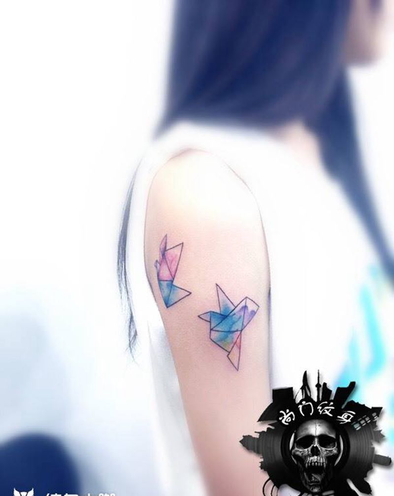 泼墨纸鹤纹身图片