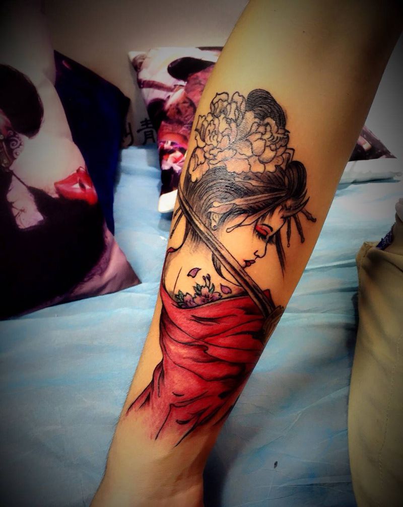 艺妓风格纹身图片