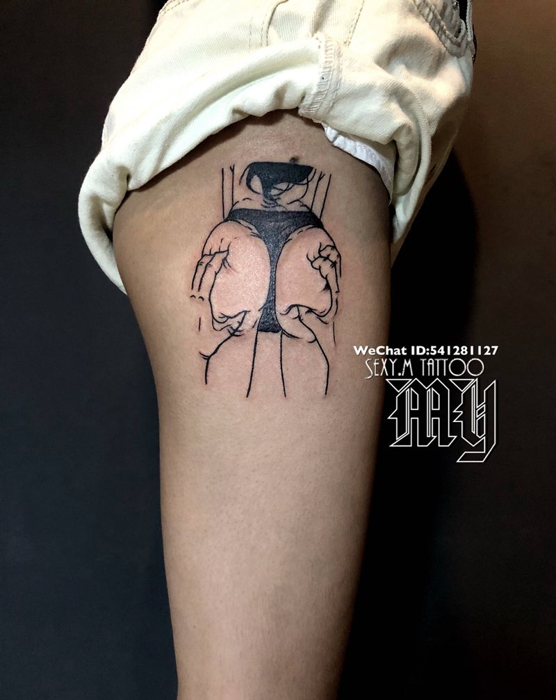 独特线条纹身图片_脚部纹身图案