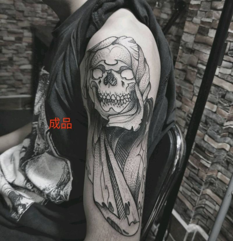 修改/遮盖骷/髅头作品纹身图片_点刺纹身图案