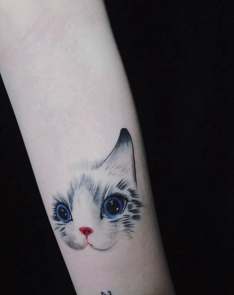 猫咪纹身图片_手臂纹身图案