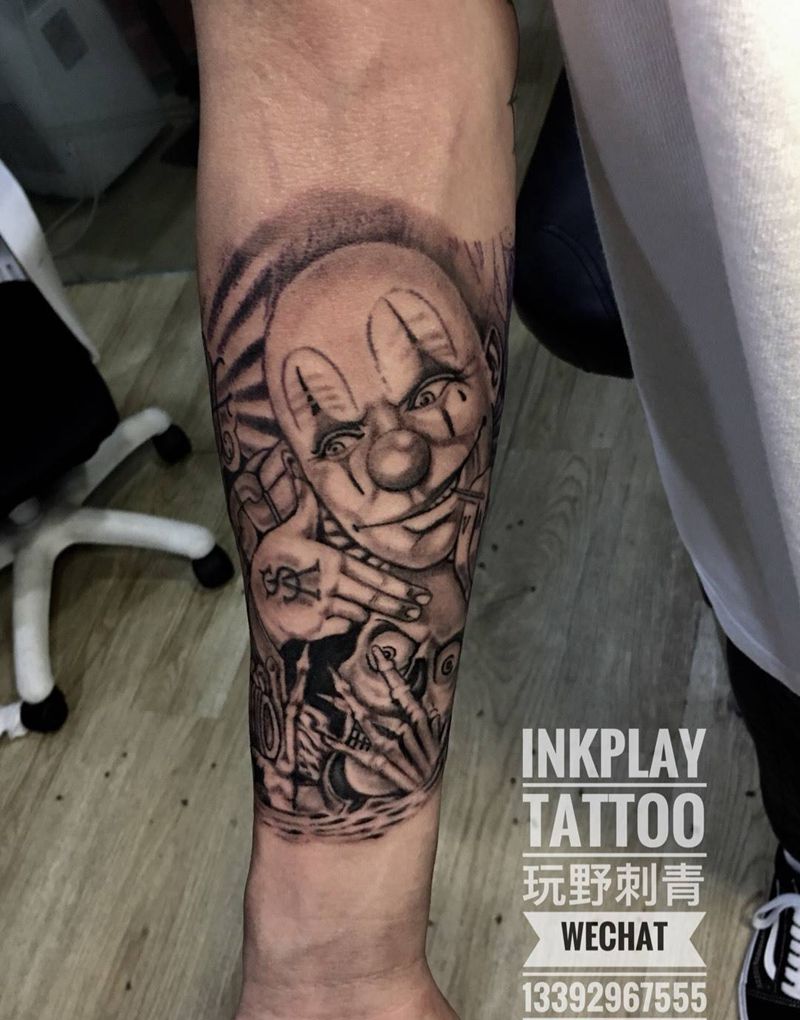 西岸风格 小丑纹身图片
