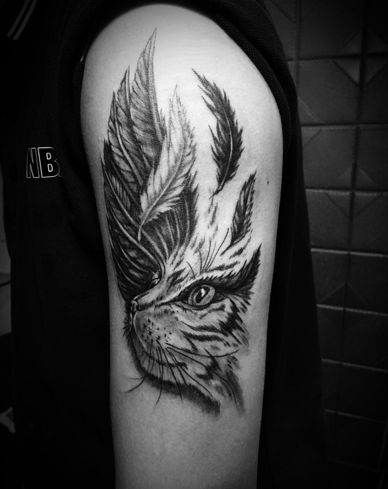 不同风格的猫纹身图片