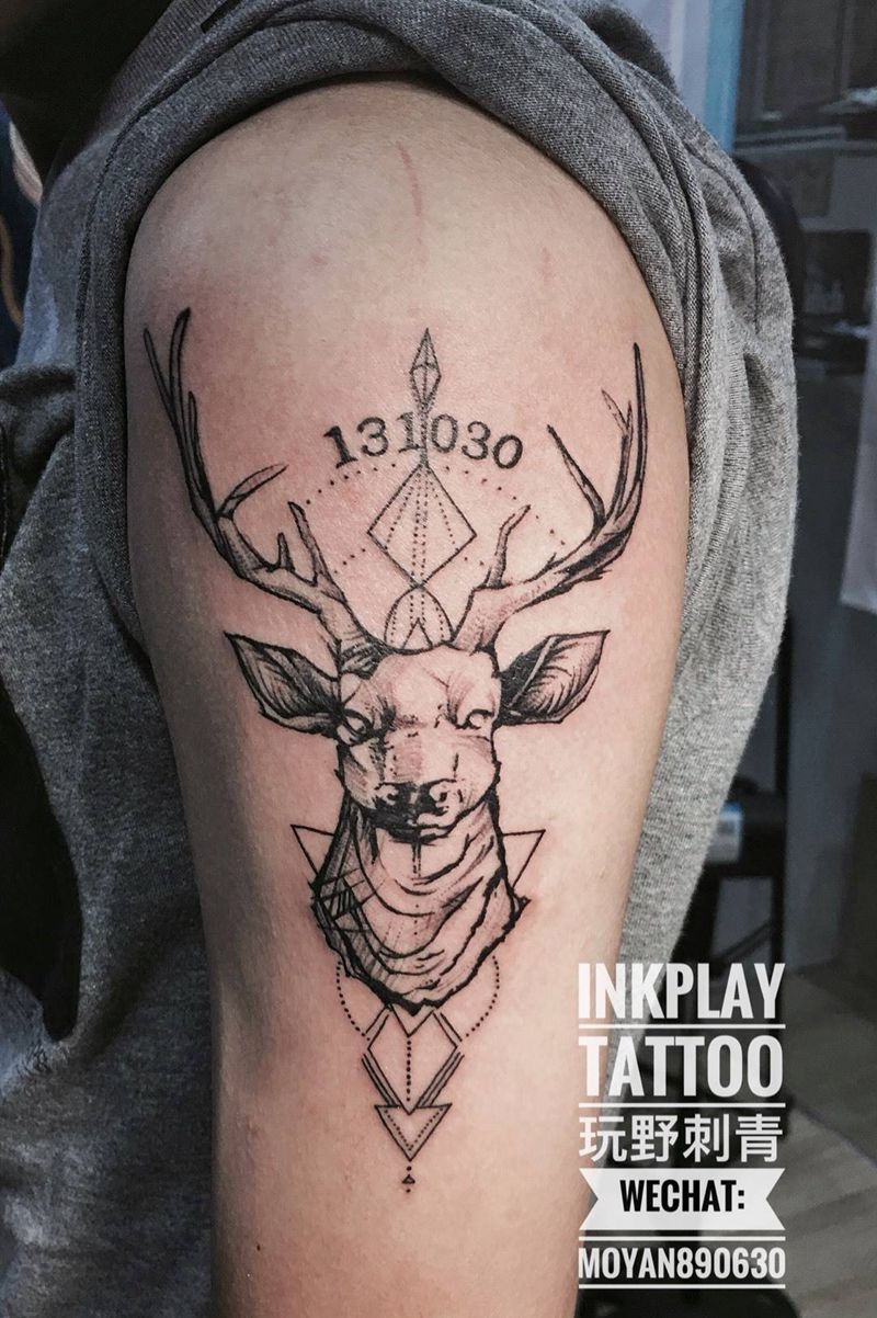 鹿 客户订制纹身图片