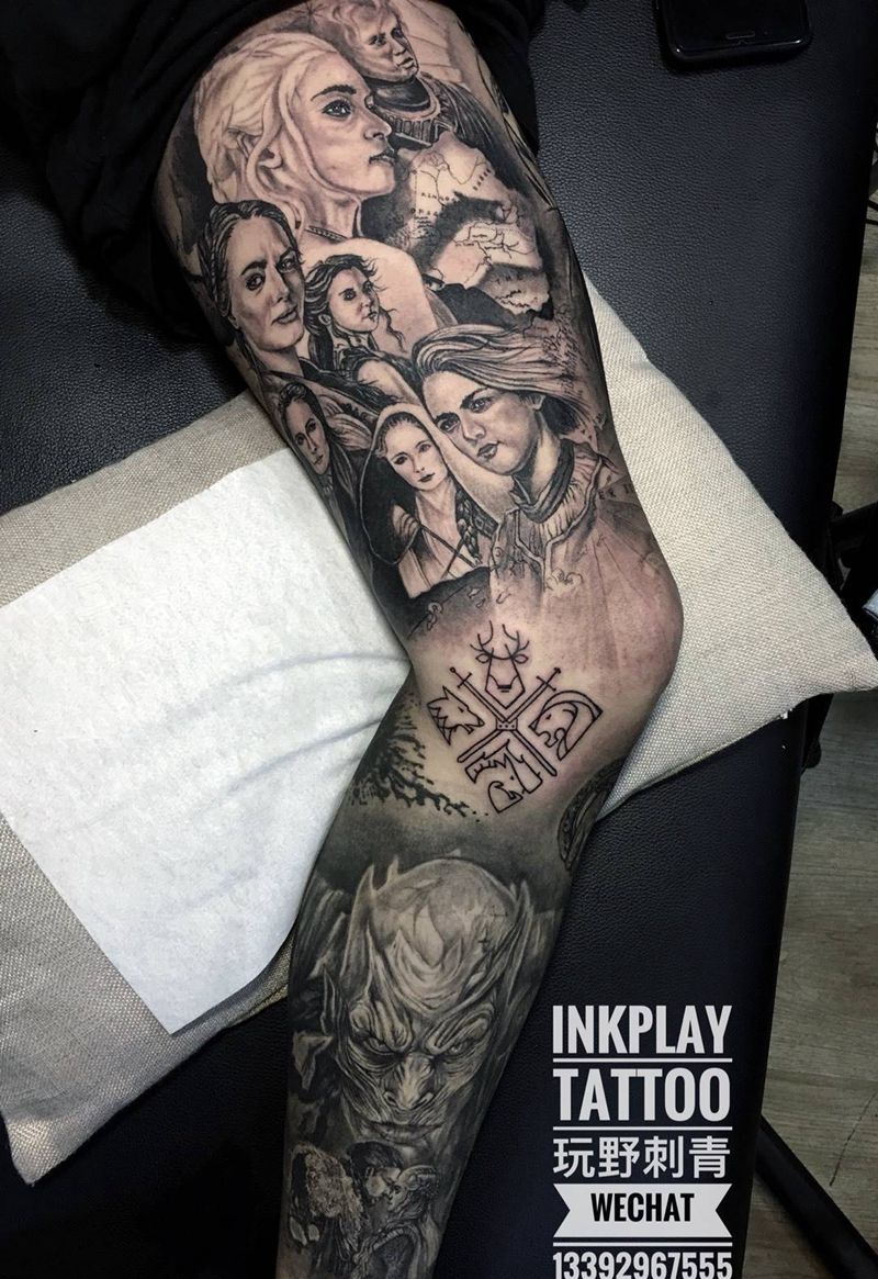 权力的游戏主题花腿纹身图片
