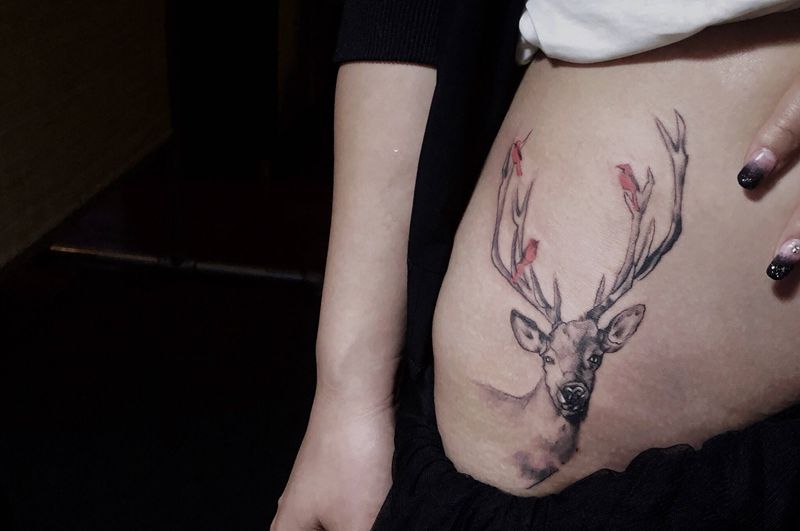 鹿纹身图片