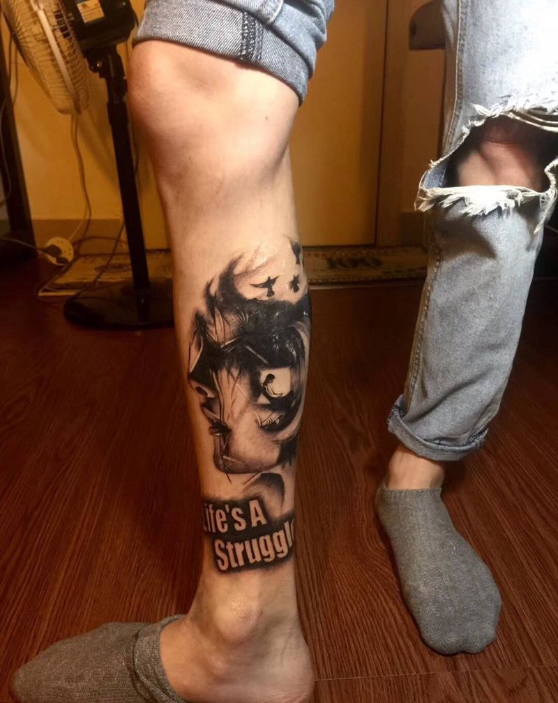 包小腿纹身图片