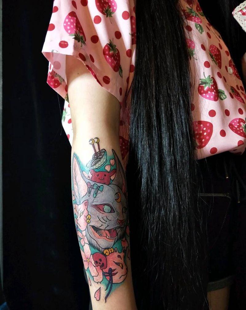 二次元喵仙纹身图片