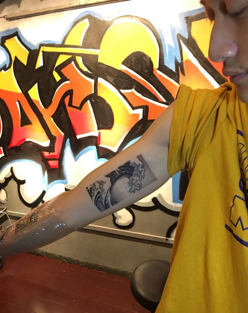 海浪 恢复后作品纹身图片