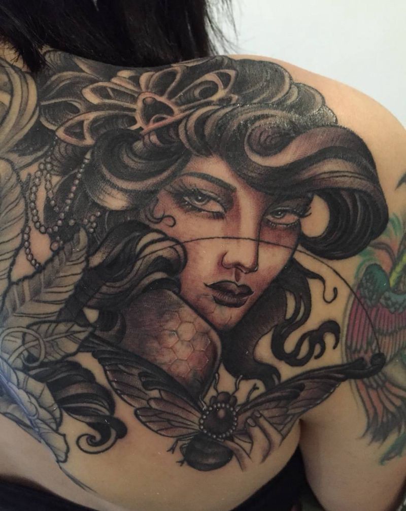 花背纹身图片_成品背部欧美人物纹身图案