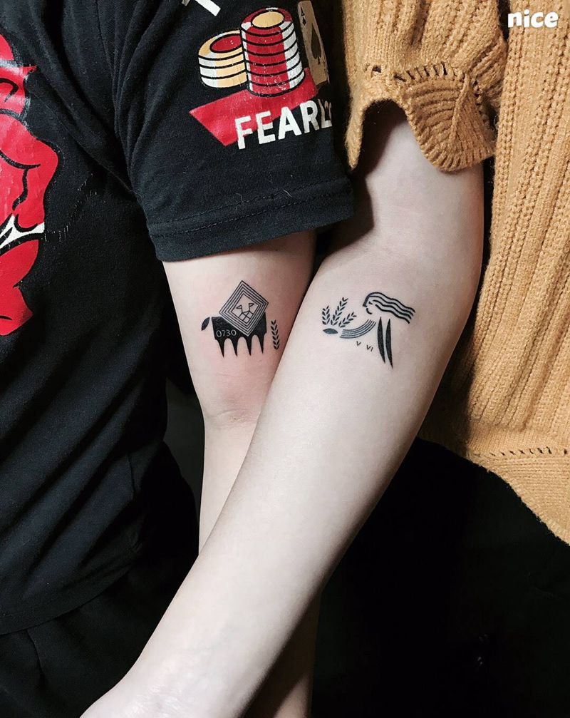 狮子与处女纹身图片_成品手臂清新宗教纹身图案