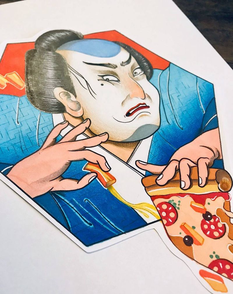 吃披萨纹身图片