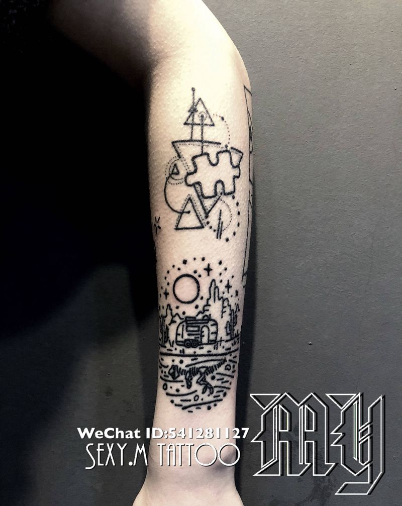 線條風格纹身图片_成品原创手部纹身图案