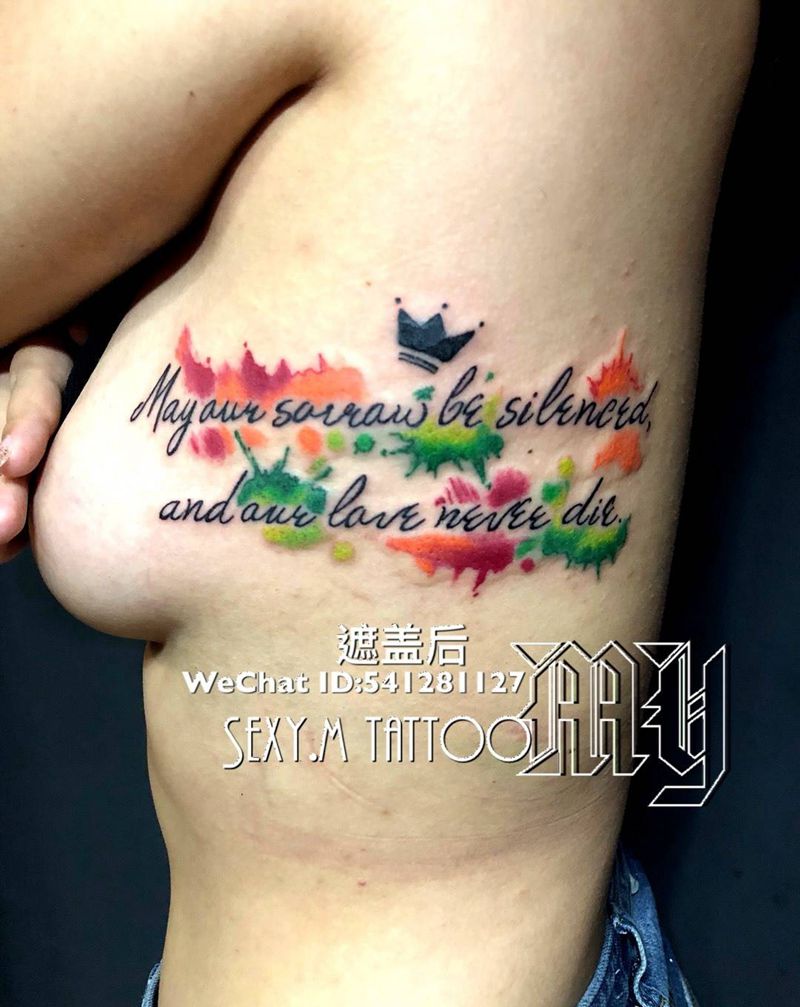 英文水彩纹身图片_成品胸部清新欧美原创纹身图案
