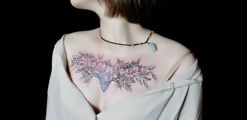 胸花纹身图片