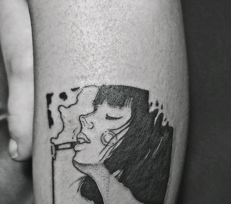 速写纹身图片_脚部速写纹身图案