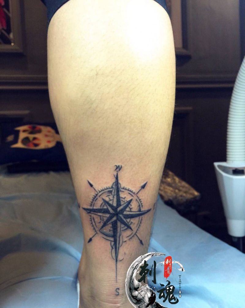 指南针纹身图片