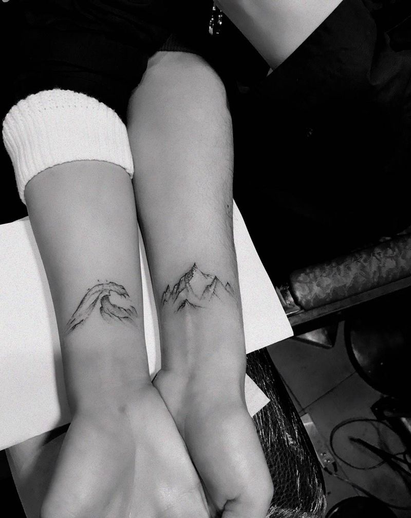 情侣,山.水纹身图片