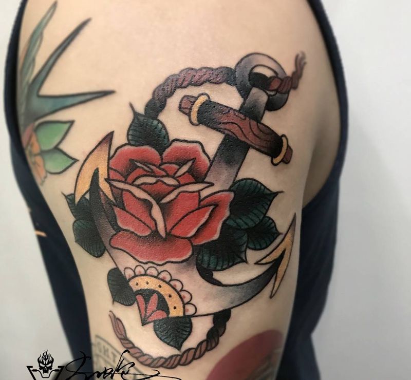 old school船锚纹身图片_手臂Old School纹身图案