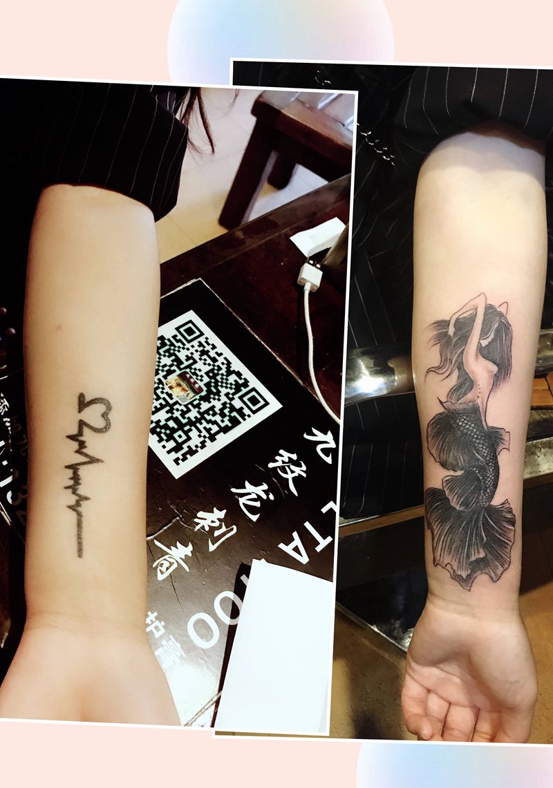 美人鱼遮盖⋯纹身图片_手部纹身图案