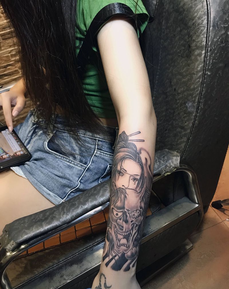 艺姬纹身图片_手臂纹身图案