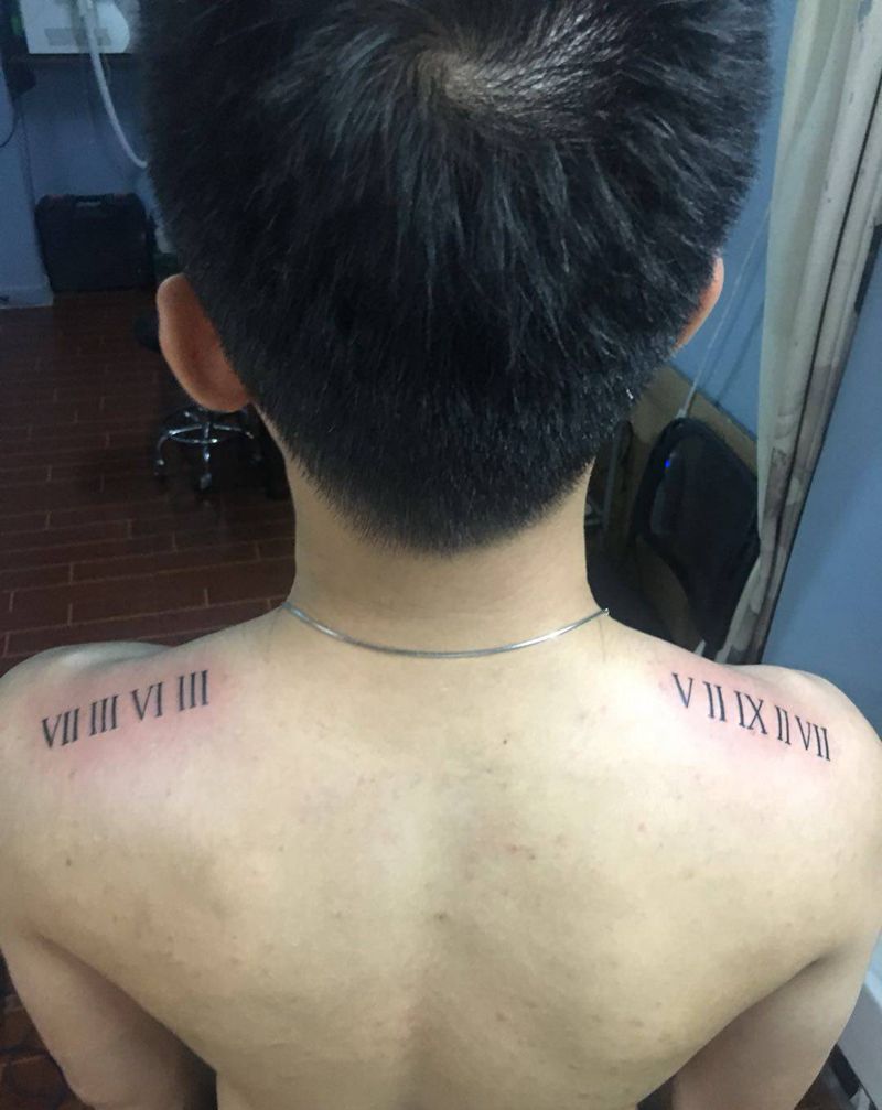 罗马字纹身图片_肩部纹身图案