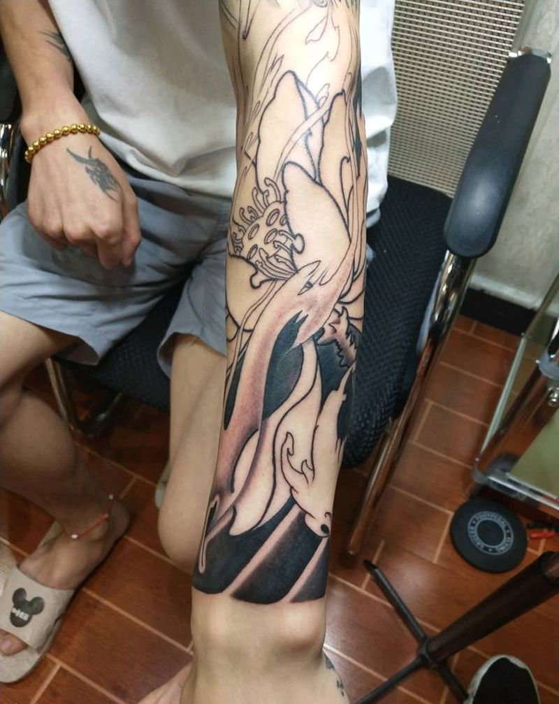 荷花纹身图片